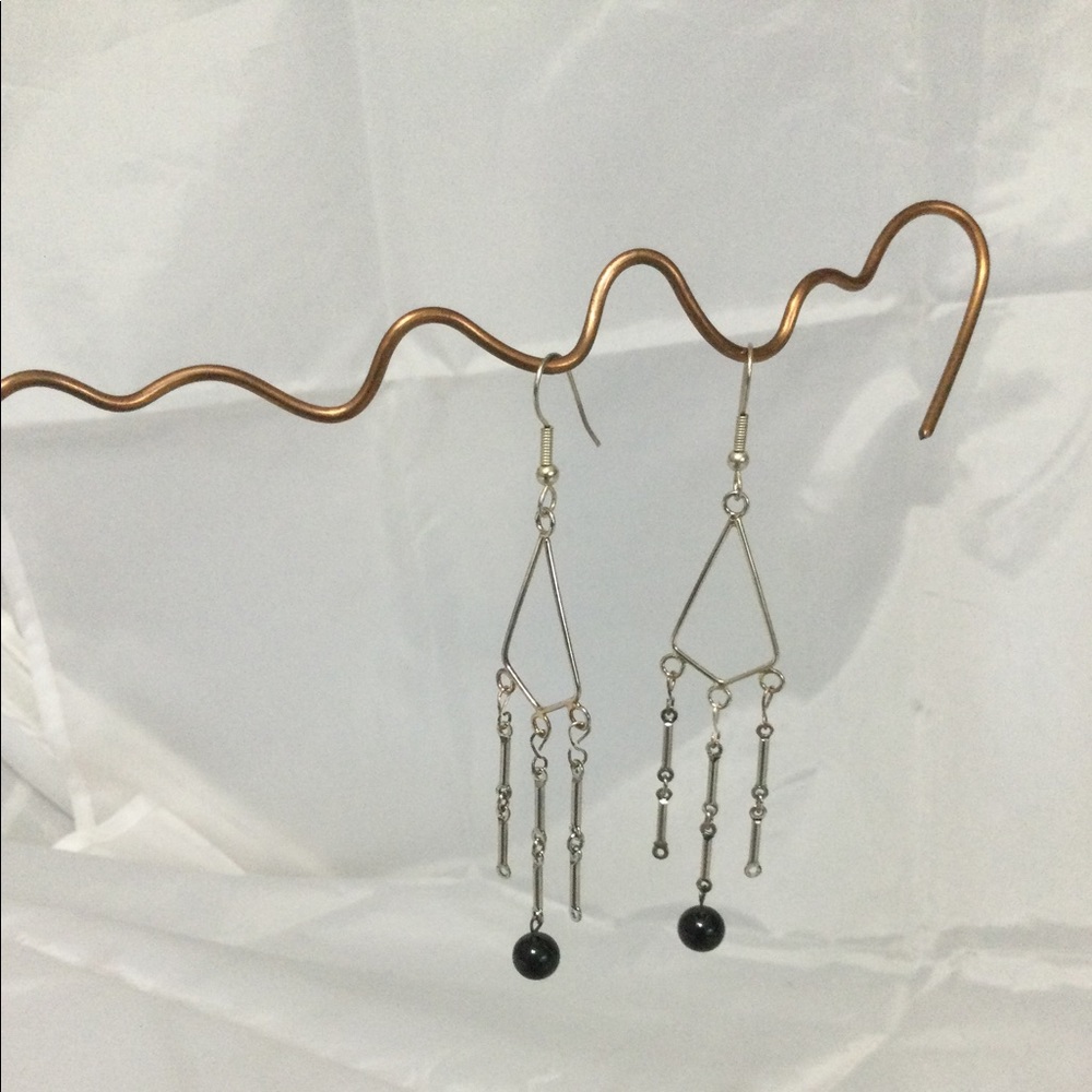 Vintage Silver & Black Elegant Dangle Wires - Picture 7 of 9